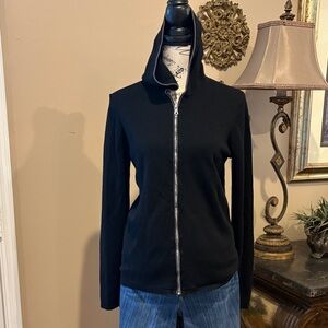 Sandro Paris Jacket Hoodie luxurious wool black zip-up size Medium unisex